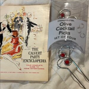 1960’s Calvert Party Encyclopedia and cocktail picks.